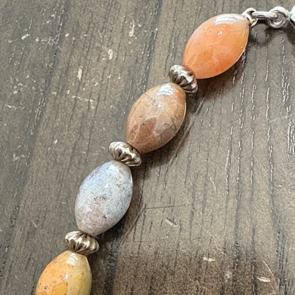 Multi-Color Beaded Necklace - Natural Stone and Sterling Silver Accents - Picture 4 of 9